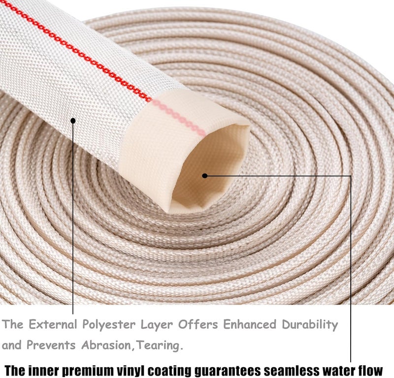 Geowaky Backwash Hose 1-1/2"ID x 100ft Swimming Pool Discharge Hose Heavy Duty PVC Water Hose With 2 Clamps General Purpose Lay-Flat Pump Drain Pipe for Water Transfer Applications, White - Image 3